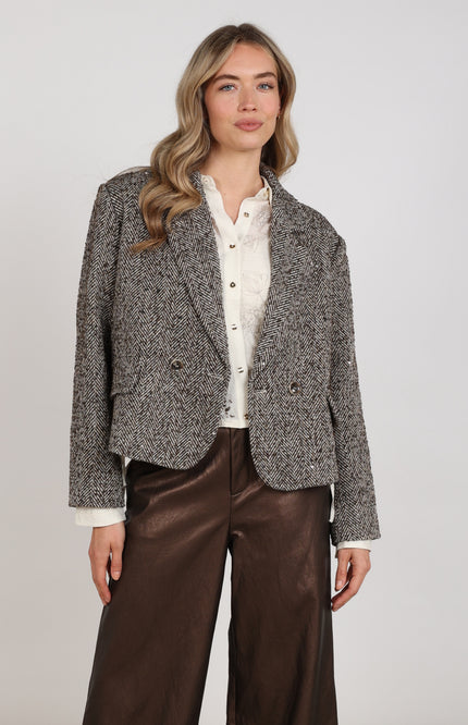Jacket Daphne Herringbone Chocolate Sand NKF13096