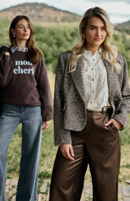Jacket Daphne Herringbone Chocolate Sand NKF13096