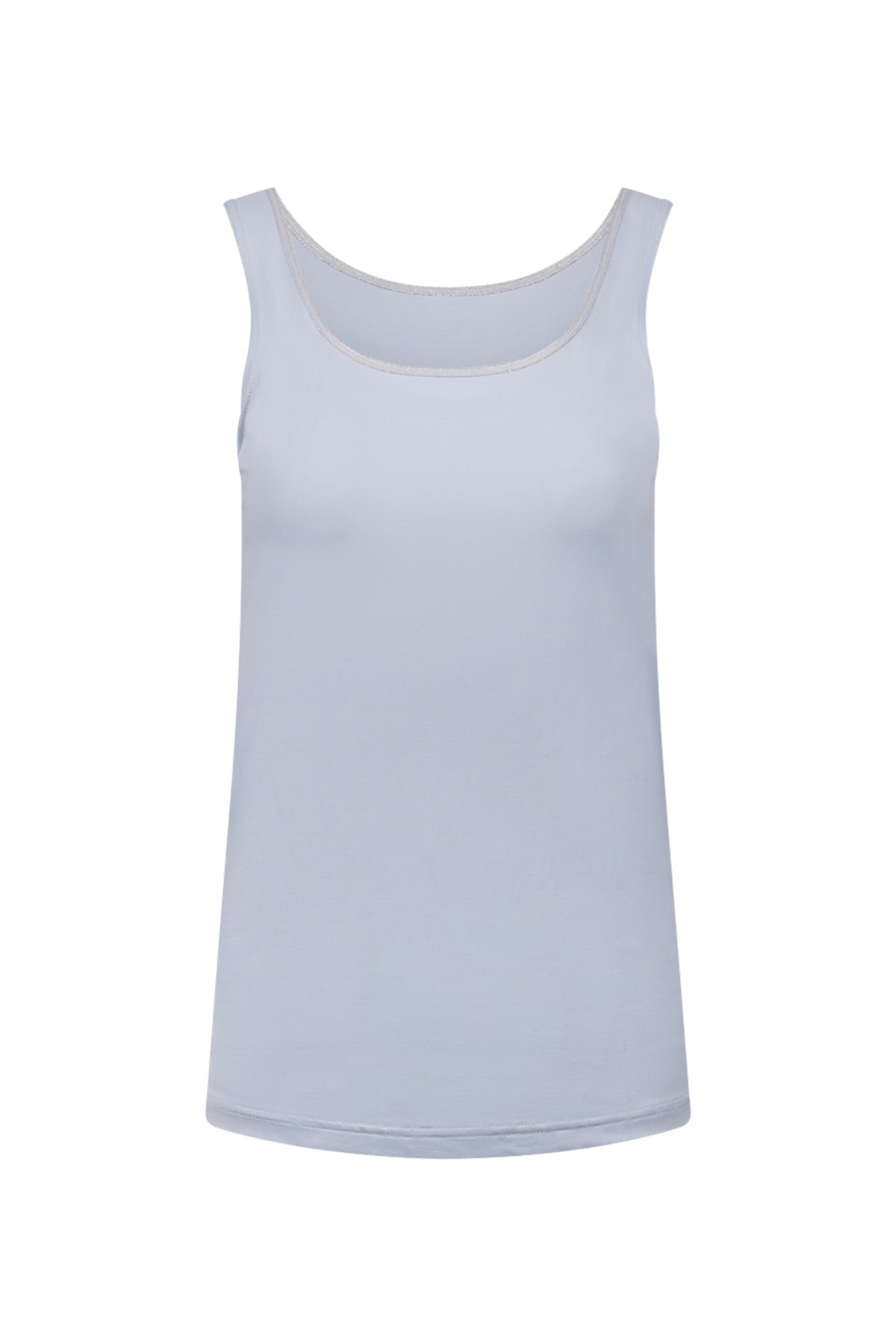 Nukus Singlet Juba Sky Silver NKF01100, lichtblauw en zilverkleurig, close-up van het sportieve singlet met Nike logo.