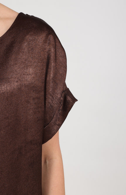 Top Irene Shiny Chocolate NKF01024