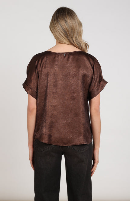 Top Irene Shiny Chocolate NKF01024