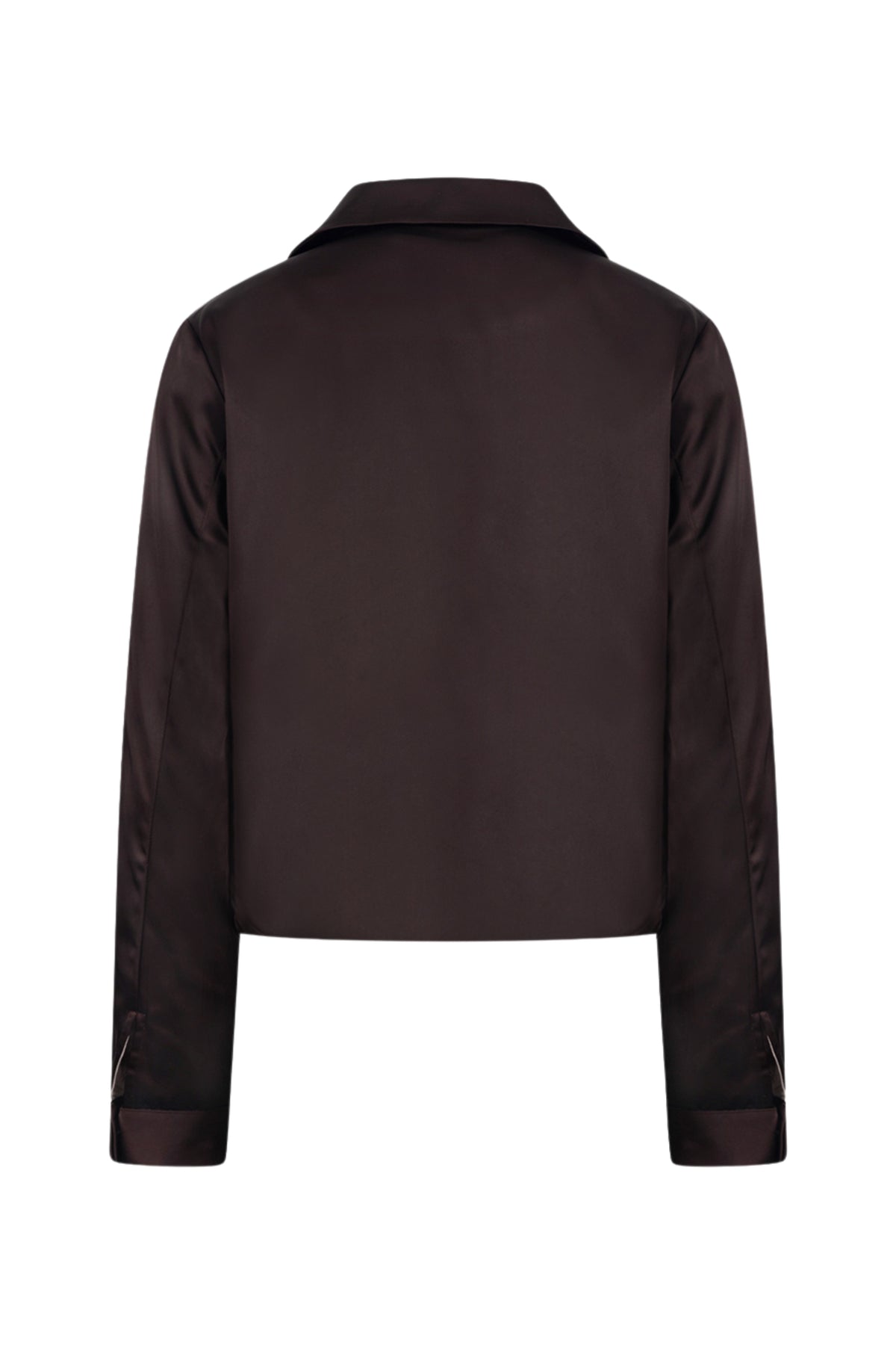 Nukus Doreen Chocolate jas met capuchon en knopen, modieus en warm, zichtbaar op de afbeelding.