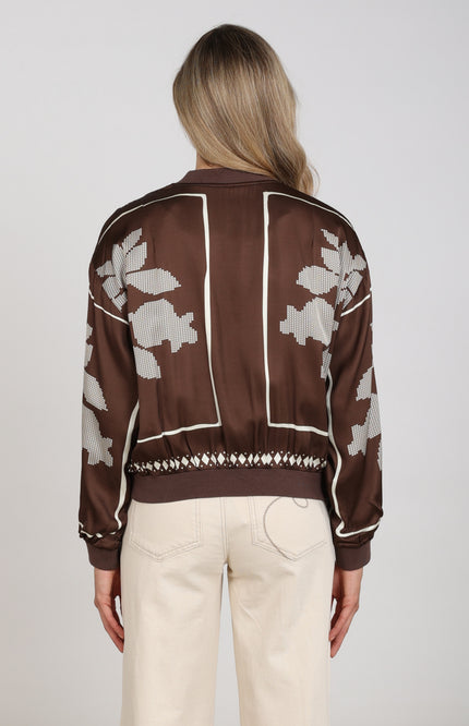 Jacket Davina Cross Chocolate Offwhite NKF13150