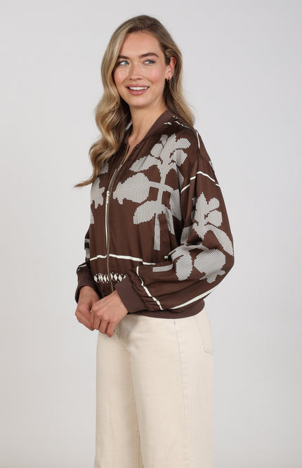 Jacket Davina Cross Chocolate Offwhite NKF13150