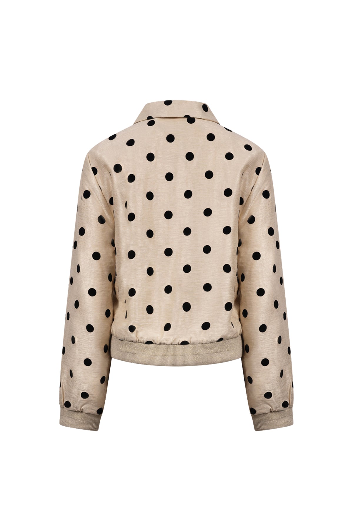 Nukus Noa Dots jas in offwhite en zwart, met een elegante ontwerp en polka dot patroon, zichtbaar op de afbeelding.