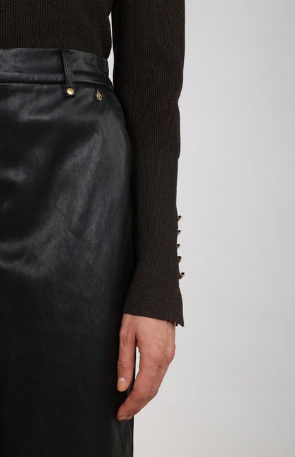 Broek Beverly Pockets PU Black NKF09090