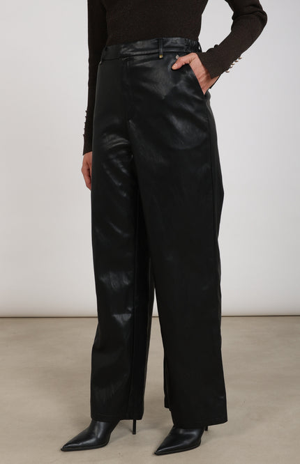 Broek Beverly Pockets PU Black NKF09090