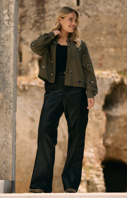Broek Beverly Pockets PU Black NKF09090