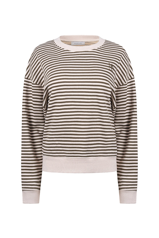 Trui Nelly Stripe Sand Melange Moss NKF03092