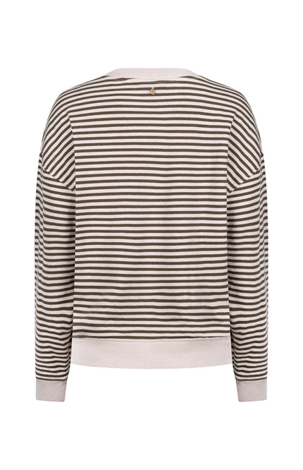 Trui Nelly Stripe Sand Melange Moss NKF03092
