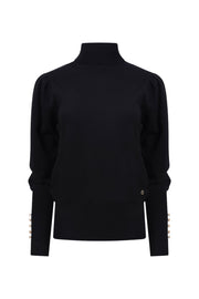 Zwarte Nukus Silvi Plain trui met ronde hals en lange mouwen, casual en comfortabel voor dagelijks gebruik.
