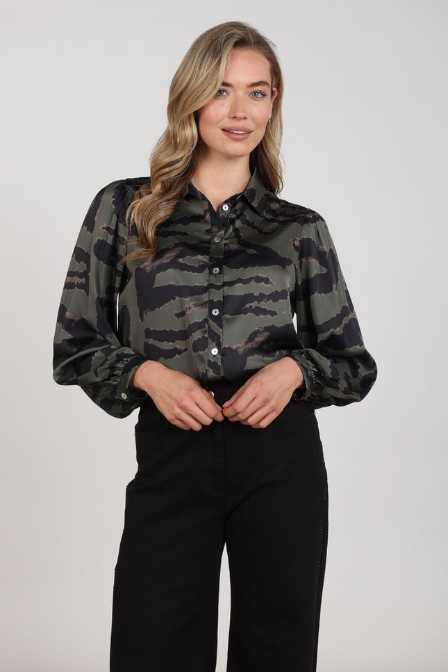 Blouse Coco Stripe Camo Black Moss NKF02212