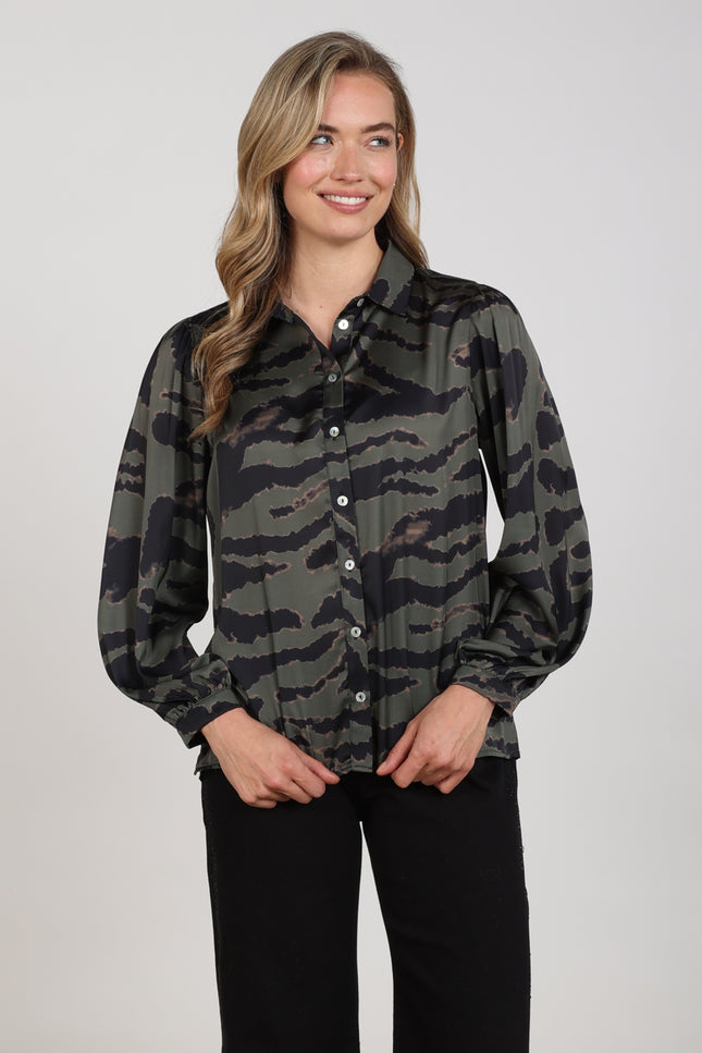 Blouse Coco Stripe Camo Black Moss NKF02212