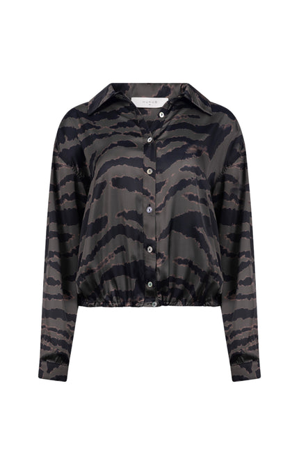Blouse Noeria Stripe Camo Black Moss NKF02211