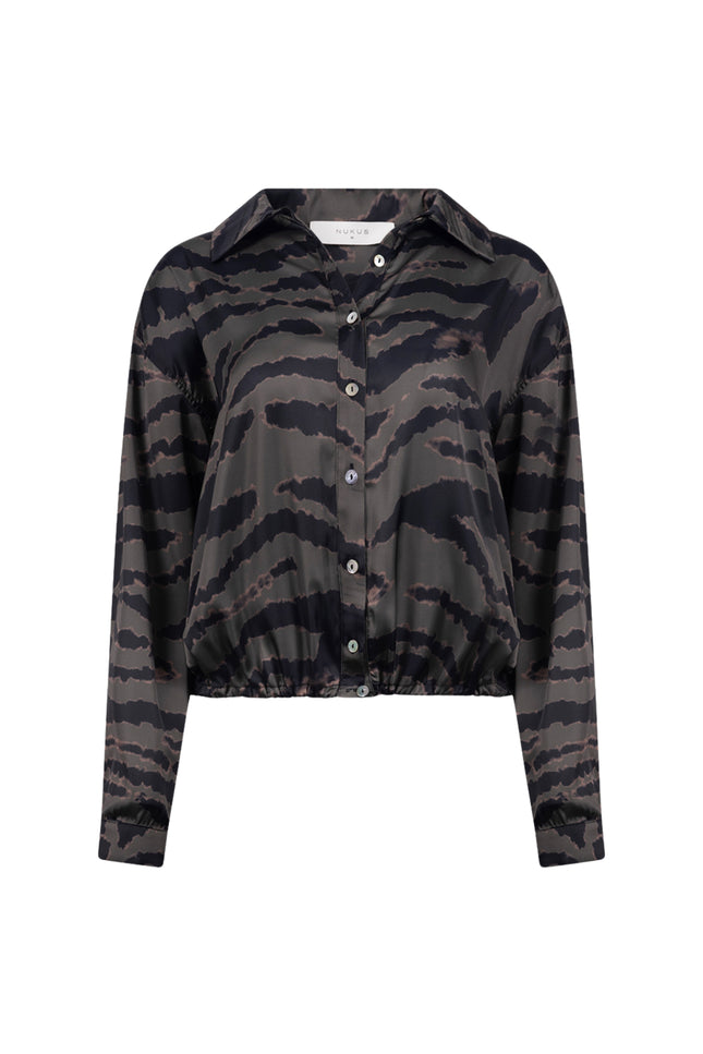 Blouse Noeria Stripe Camo Black Moss NKF02211