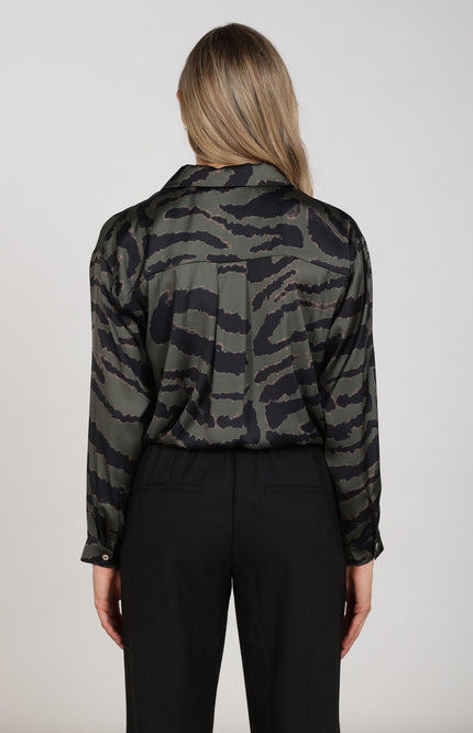 Blouse Noeria Stripe Camo Black Moss NKF02211