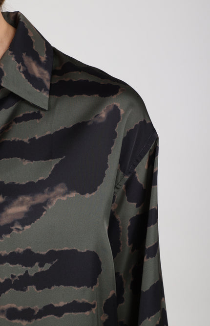 Blouse Noeria Stripe Camo Black Moss NKF02211