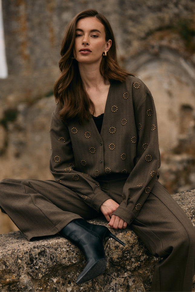 Blouse Anika Studs Moss NKF02197