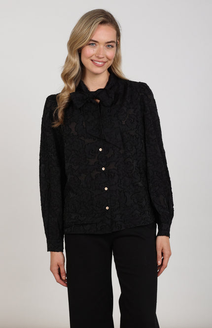 Blouse Anissa Tie Black NKF02106