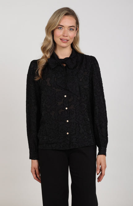 Blouse Anissa Tie Black NKF02106