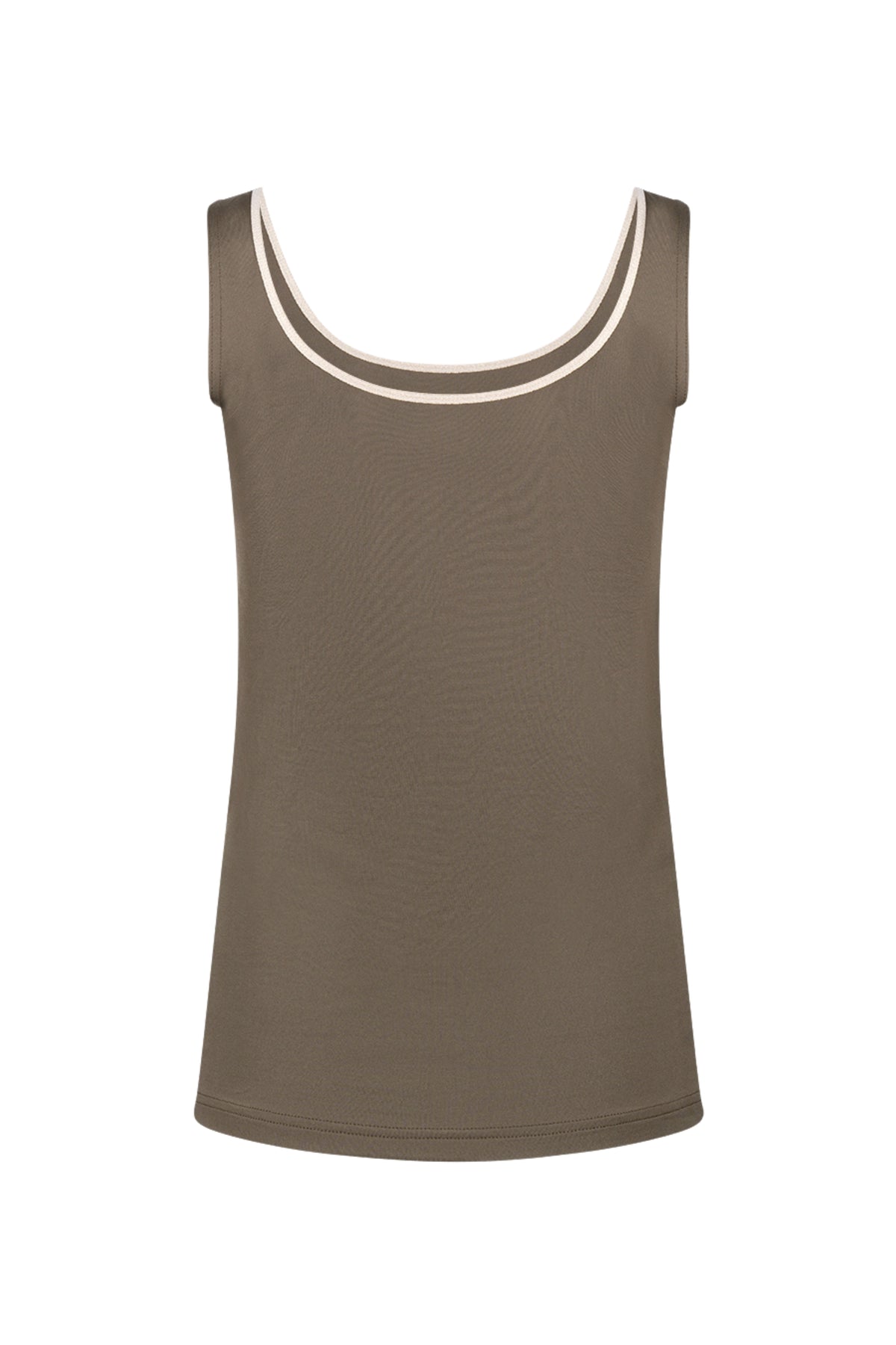 Goudkleurig Nukus Singlet Juba Moss NKF01100 met dunne bandjes en comfortabele pasvorm, geschikt voor casual draagstijl