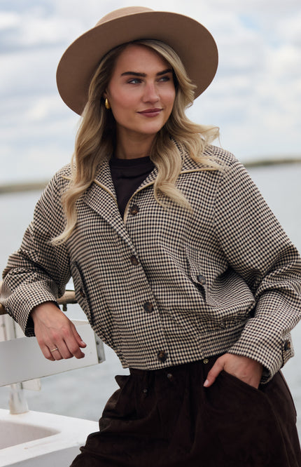 Jacket Dahlia Check Sand Chocolate NKF13166