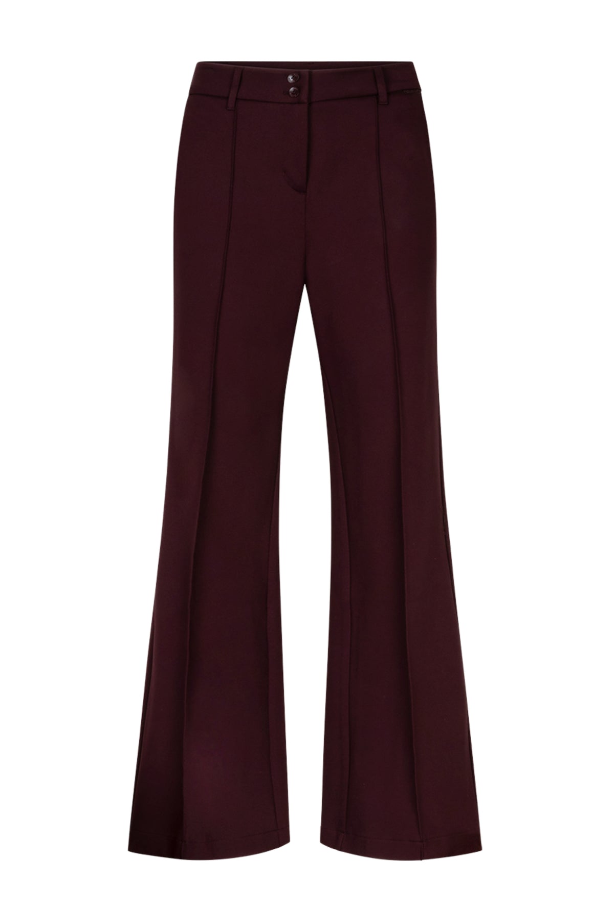 Donkere burgundy broek Brielle Punta van Red Button, met rechte snit en verstelbare taille, zichtbaar op de afbeelding.