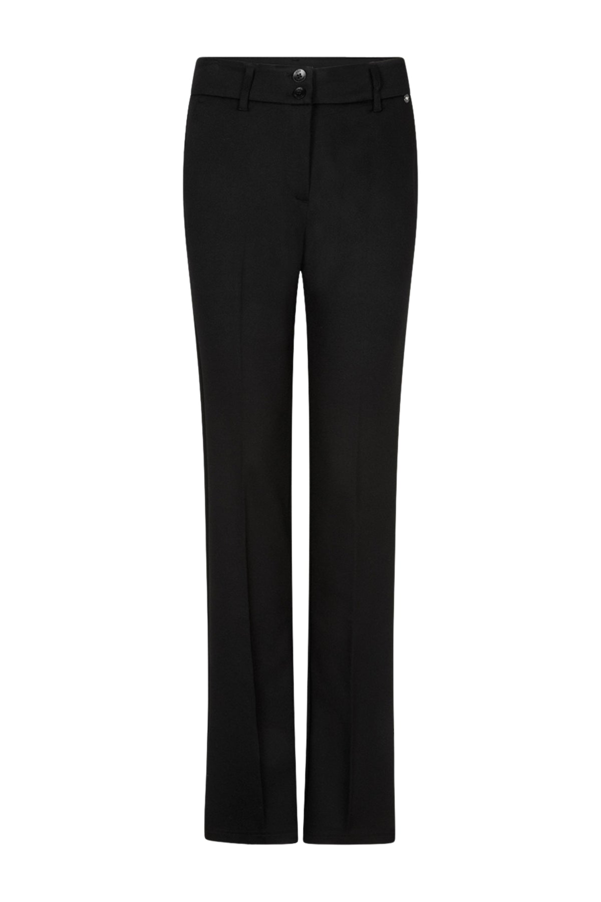 Zwarte Red Button Bibette Punta broek met elastische taille en rechte pasvorm, zichtbaar op de afbeelding.