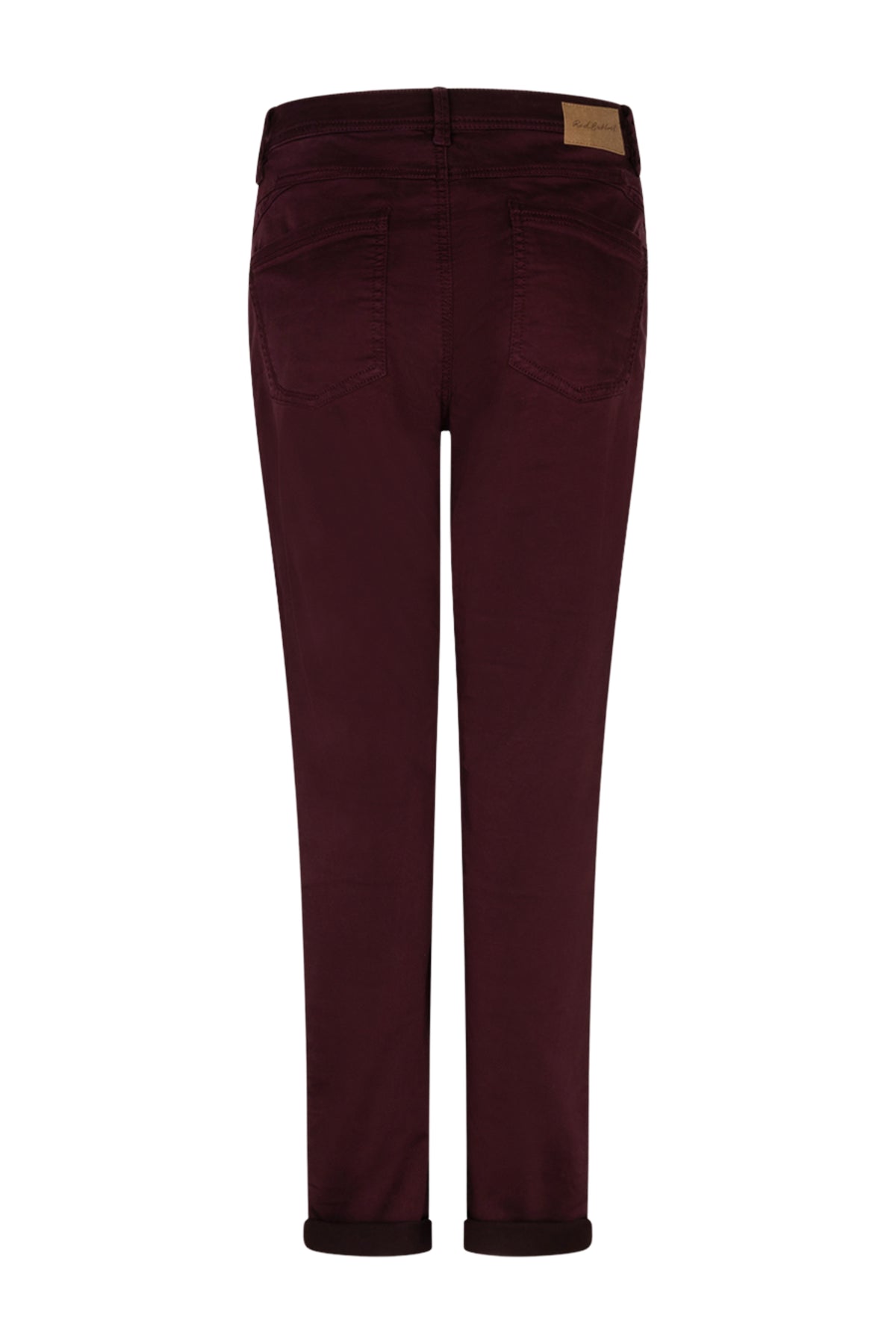 Lichte rode relax jogbroek van Red Button met comfortabele pasvorm en elastische taille, zichtbaar in de afbeelding.