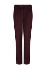Donkere bordeauxrode broek Diana Smart van Red Button, model SRB5037 L30, met een rechte pasvorm en elastische taille.
