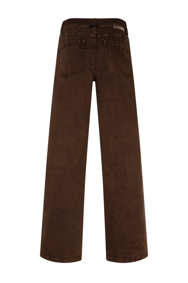Broek Colette & Belt Washed Twill Color Coffee SRB5080 L33