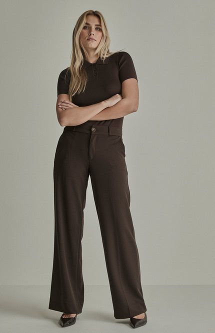 Broek Mira Elastic Crepe Deep Brown FW261199206 L32