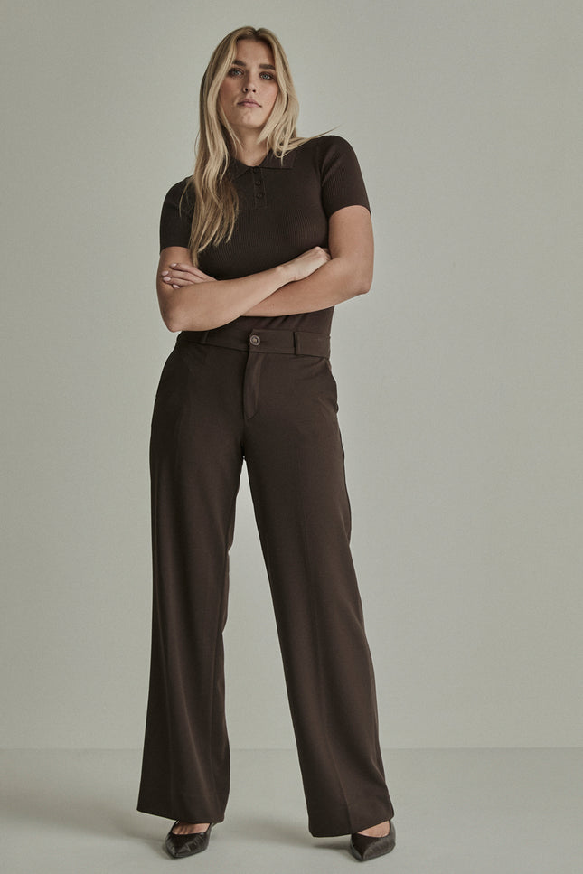 Broek Mira Elastic Crepe Deep Brown FW261199206 L32