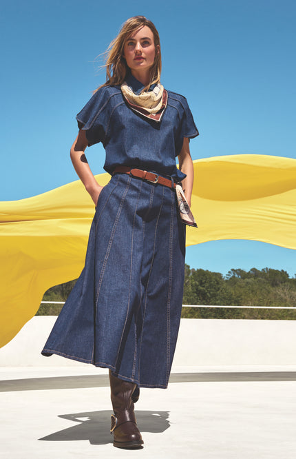 Rok Évasé Jeans Dark Blue 4716-23