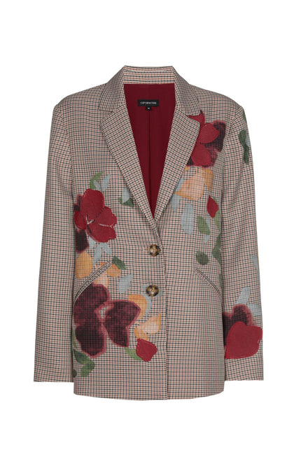 Blazer Broderie Geruit Multi Color 4839-69