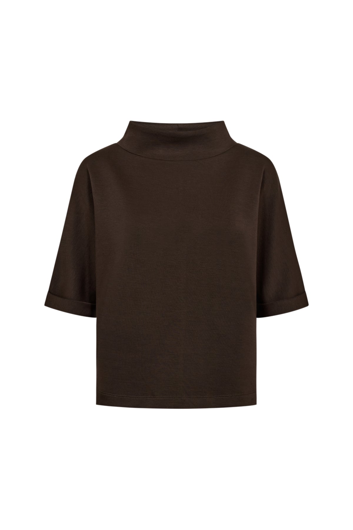 Zwarte blouse Fqlucinda Mole van Freequent met lange mouwen en ronde hals, gedragen door een model.