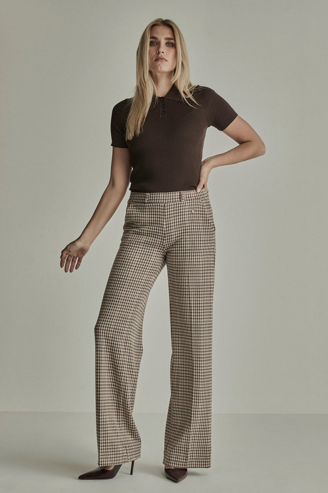 Broek Mira Elastic Check Camel FW262189206 L32