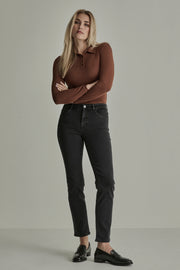 Zwarte Kim Carbon broek van Para Mi, model FW262266272 L30, met een strakke pasvorm en stijlvolle uitstraling.