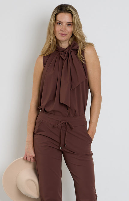 Travel Blouse Bow Mahogany 202830