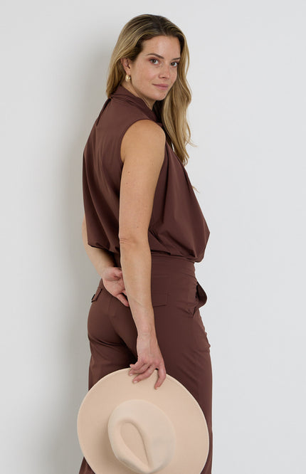 Travel Blouse Bow Mahogany 202830