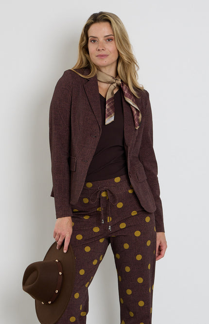 Travel Blazer Woven Structure Print Mahogany 202015