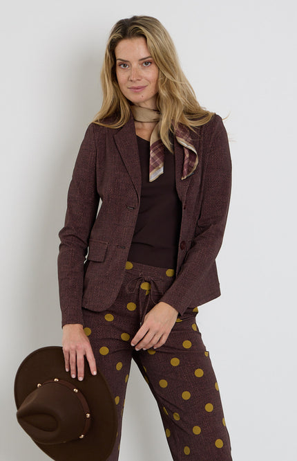 Travel Blazer Woven Structure Print Mahogany 202015