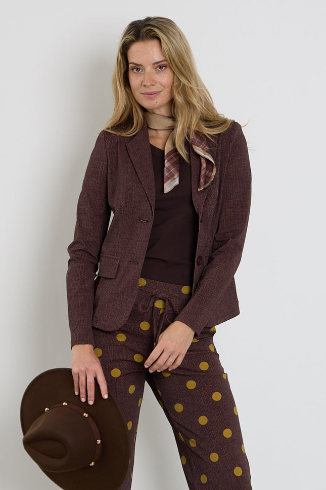 Travel Blazer Woven Structure Print Mahogany 202015