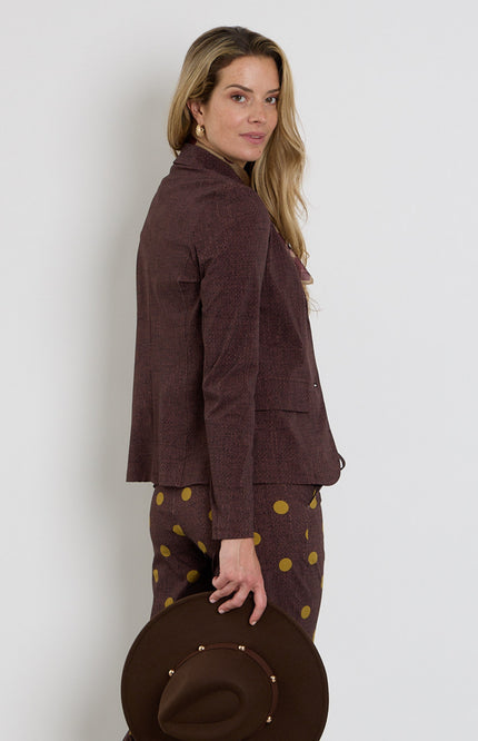 Travel Blazer Woven Structure Print Mahogany 202015