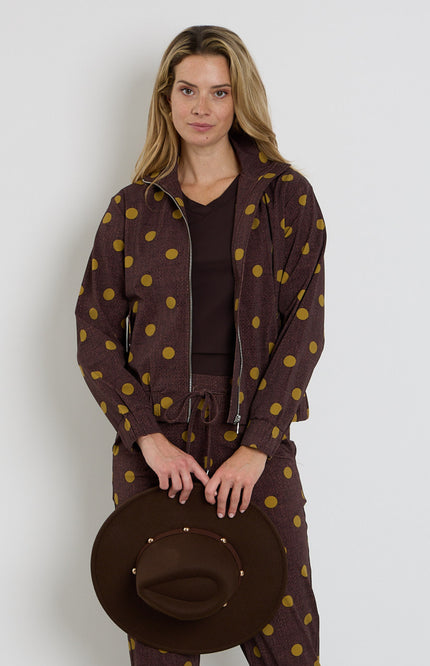 Travel Jacket Oversized Dot Structure Print Mahogany 202868