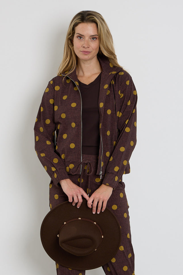Travel Jacket Oversized Dot Structure Print Mahogany 202868