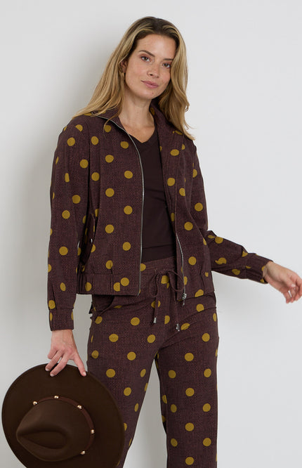 Travel Jacket Oversized Dot Structure Print Mahogany 202868