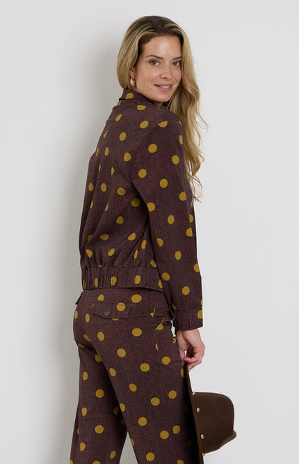 Travel Jacket Oversized Dot Structure Print Mahogany 202868