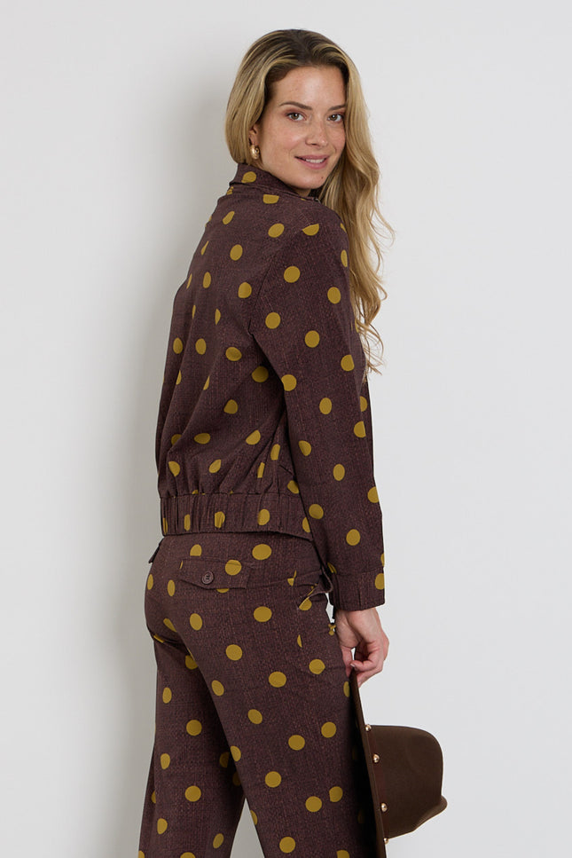 Travel Jacket Oversized Dot Structure Print Mahogany 202868