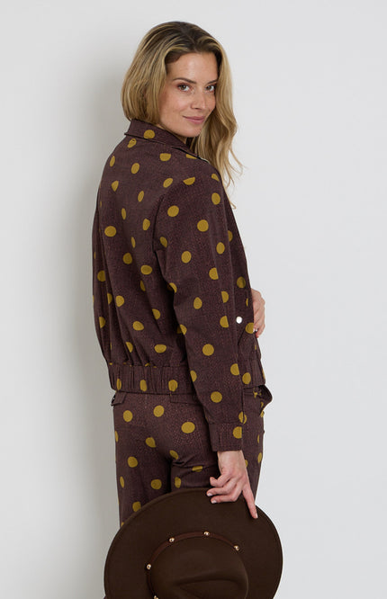 Travel Jacket Oversized Dot Structure Print Mahogany 202868